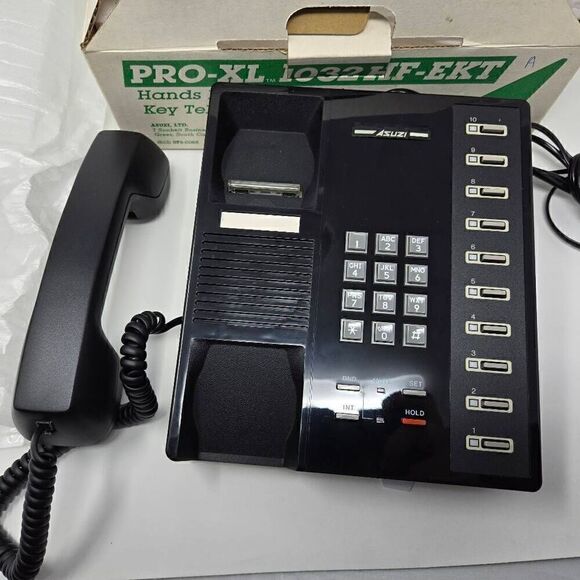 ASUZI PRO-XL 1032 HF-EKT HANDS FREE ELECTRONIC KEY TELEPHONE BLACK NOS VINTAGE - Picture 1 of 9